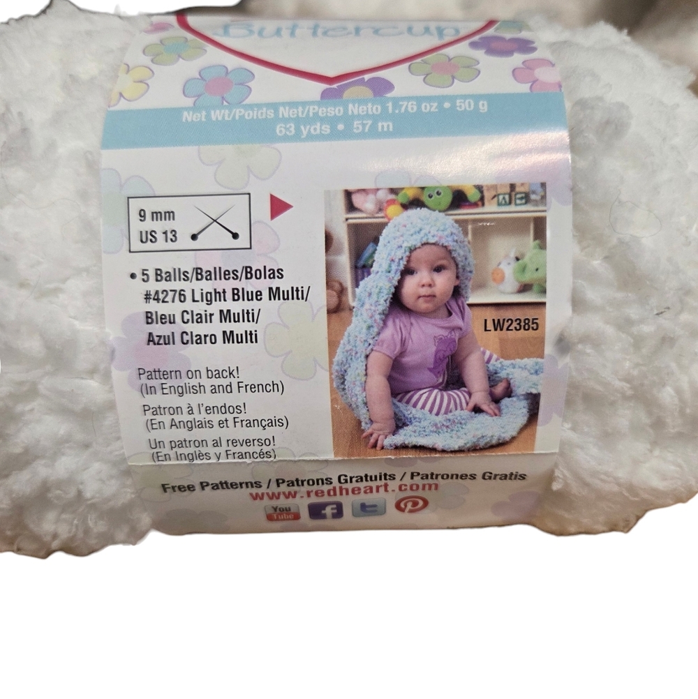 Red Heart Buttercup DISCONTINUED “White” - New Lot Of Seven Skeins Crochet Knit - Picture 5 of 10